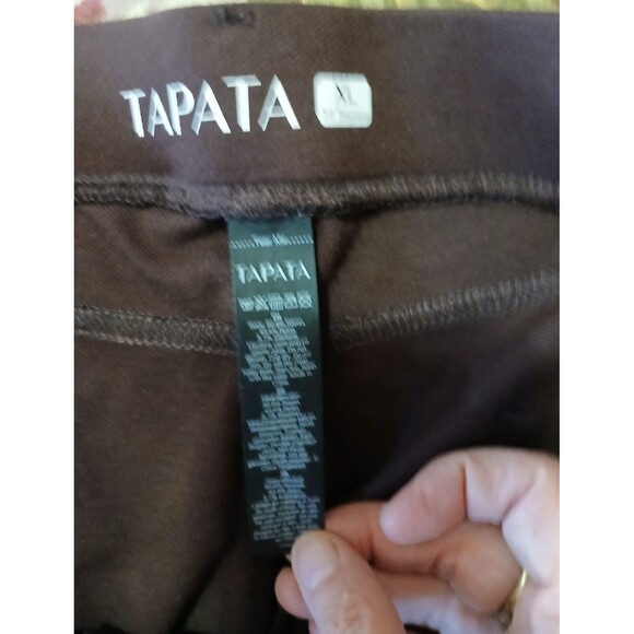 Tapata chocolate brown pull on knit pants sz XL front back pockets Bootcut rayon - Picture 3 of 3